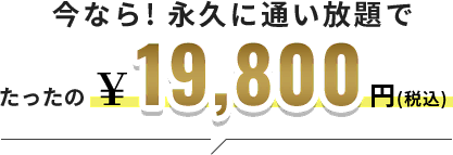 今なら! 永久に通い放題でたったの19,800円(税込)